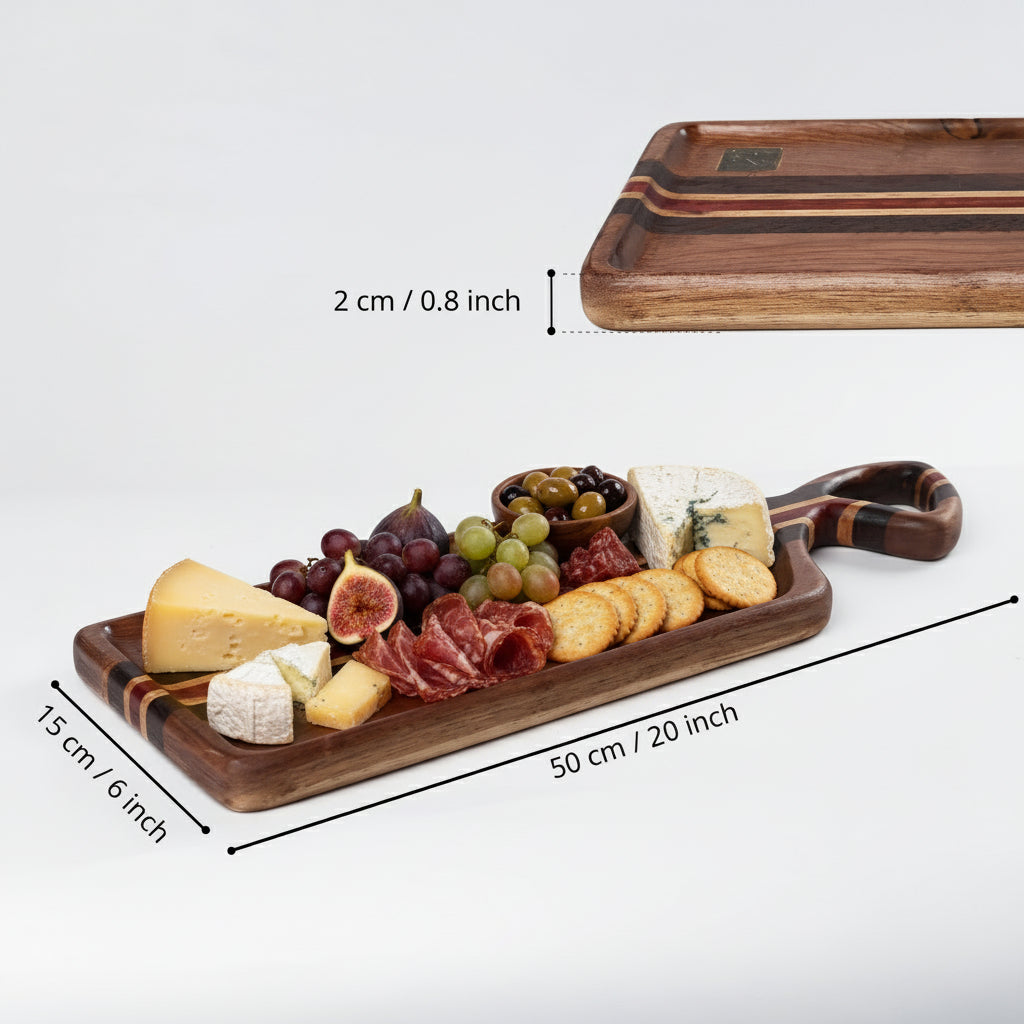 Olyria Artisan Tri-Wood Cheese & Charcuterie Serving Board