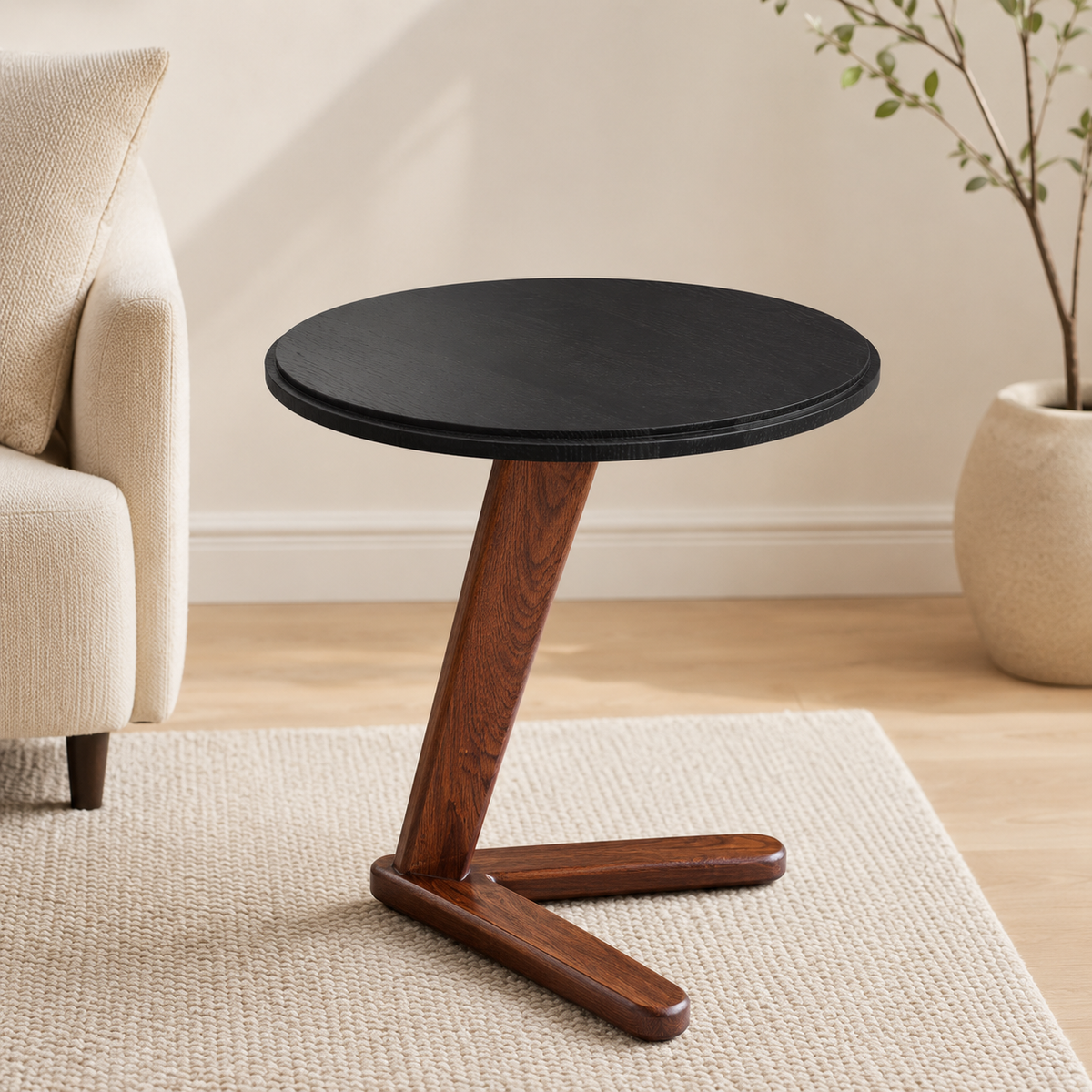 The Orbit C-Frame Solid Hardwood End Table