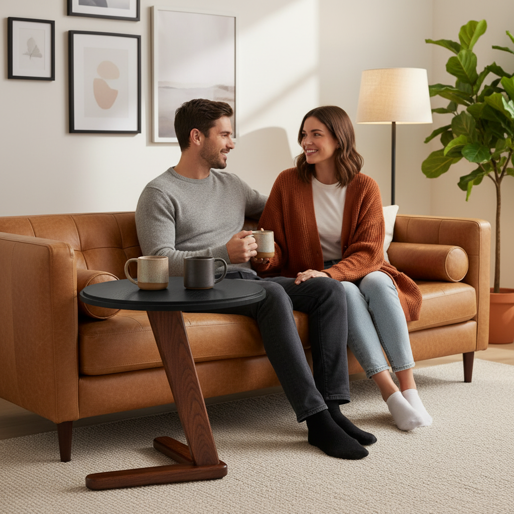 The Orbit C-Frame Solid Hardwood End Table