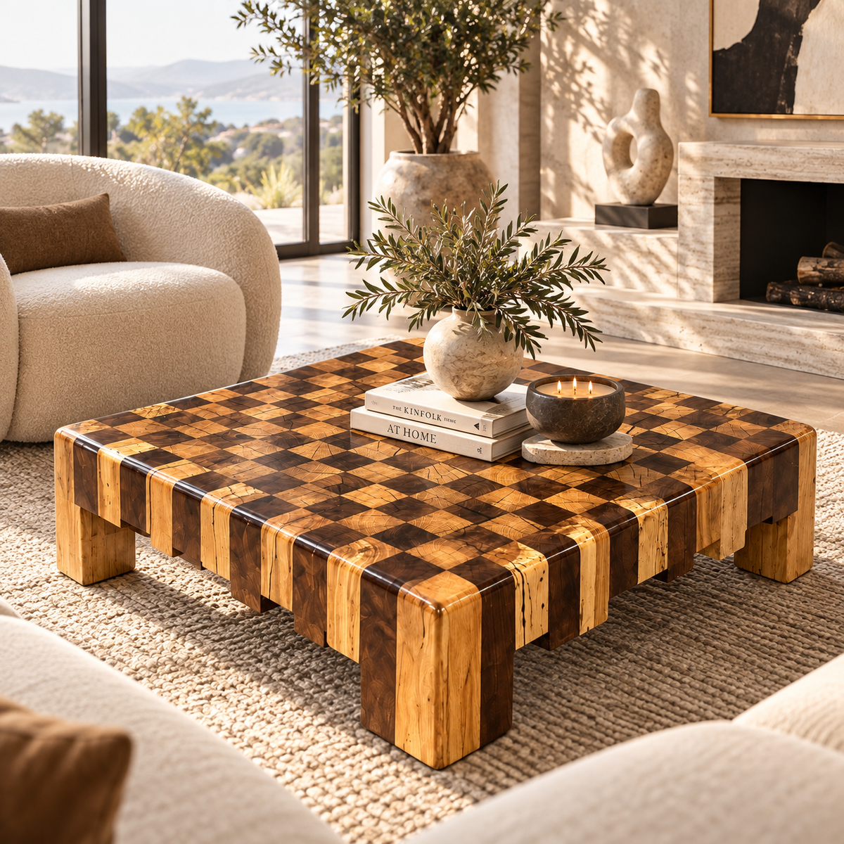 Mosaic Oak & Walnut Coffee Table