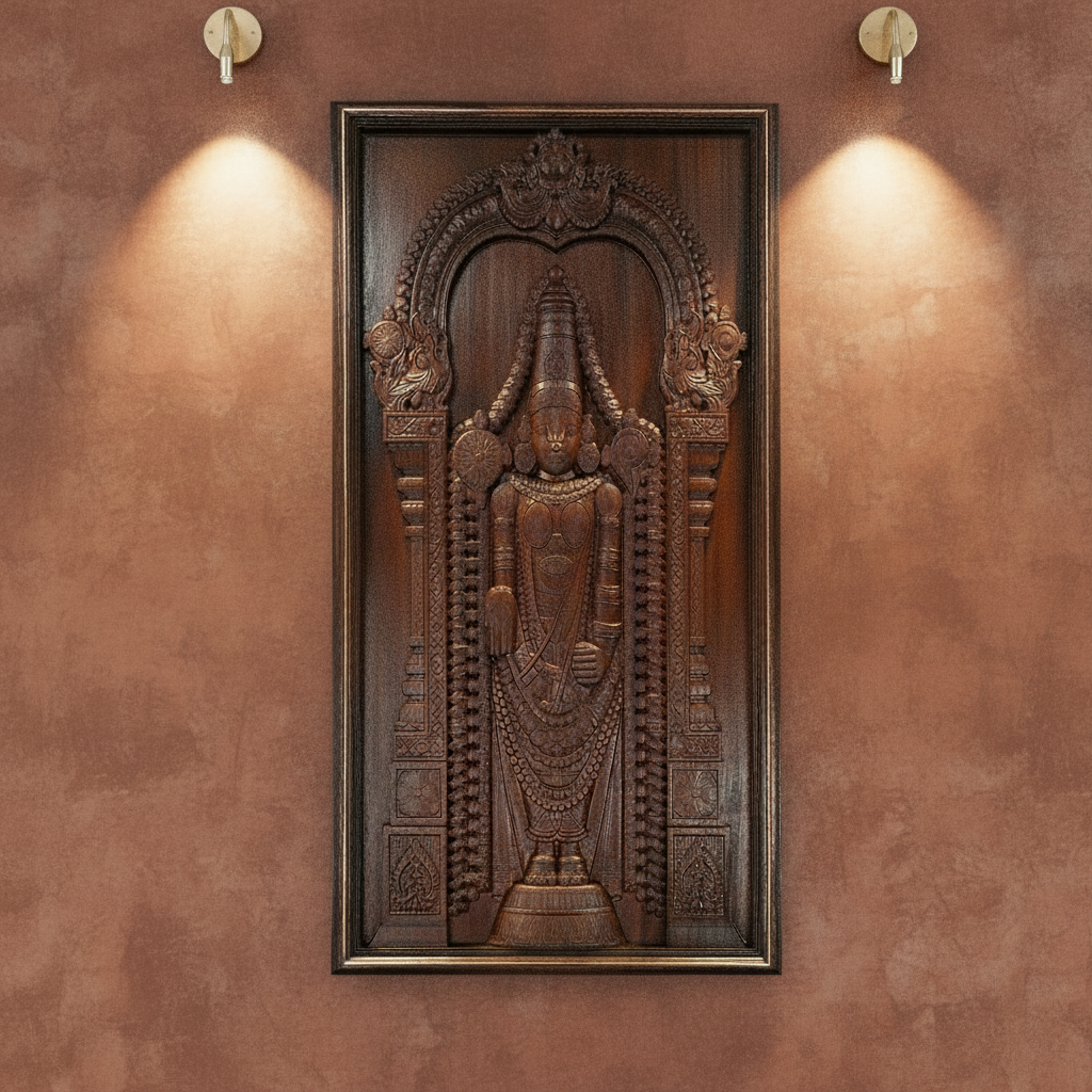 Lord Tirupati Balaji Solid Wood Wall Art