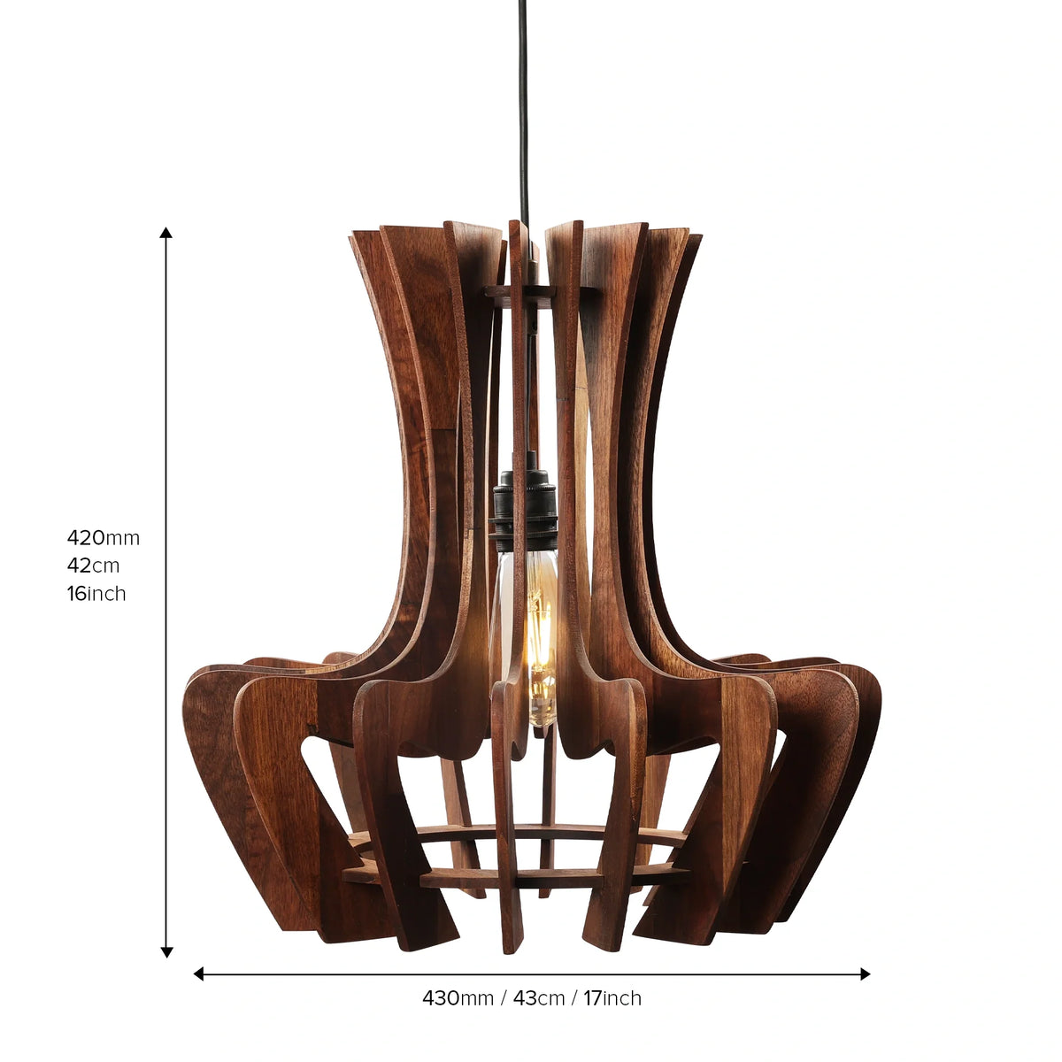 Curved Petal Wooden Pendant Light