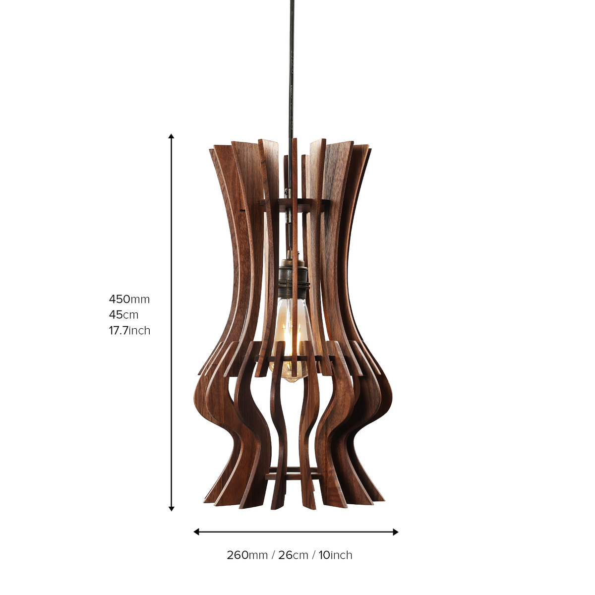 Modern Hourglass Wooden Pendant Light