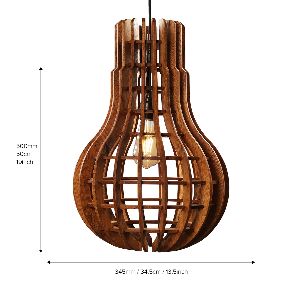 Serene Bulb Loft Wooden Pendant Light
