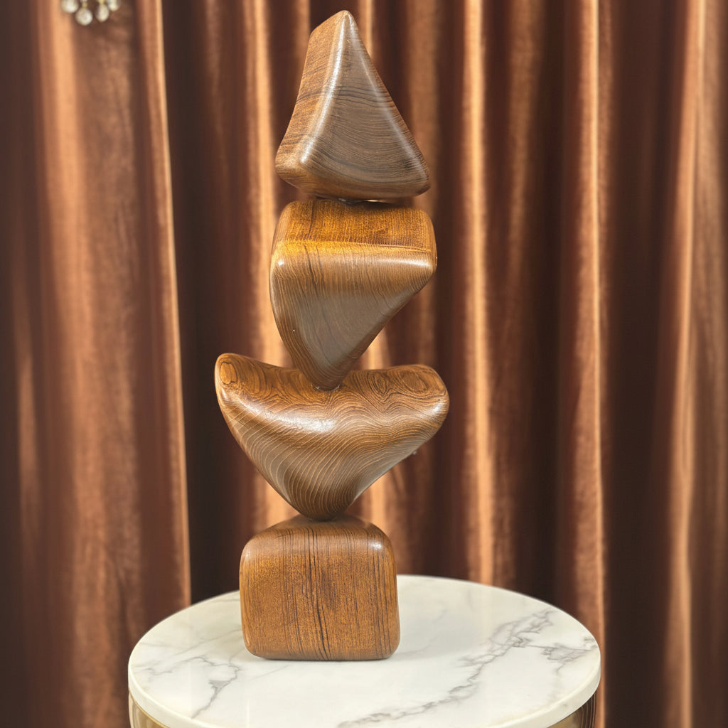 Organic Balance - Handcrafted Solid Teak Wood Sculpture