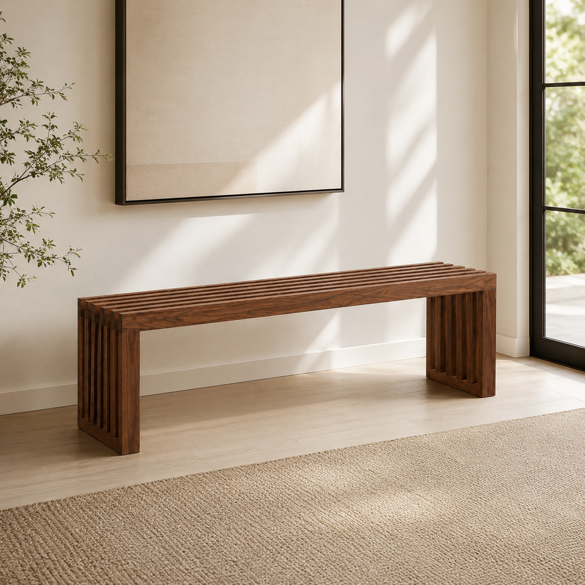 The Linea Slat Solid Hardwood Bench