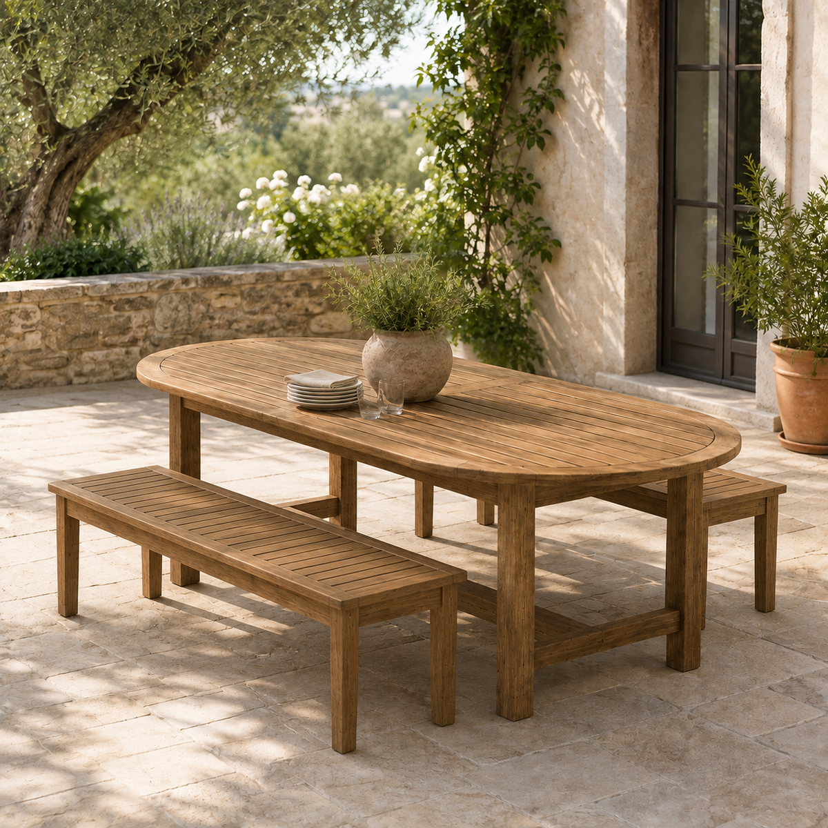 The Arlo 7/6/3 Piece Oval Reclaimed Teak Outdoor Dining Set