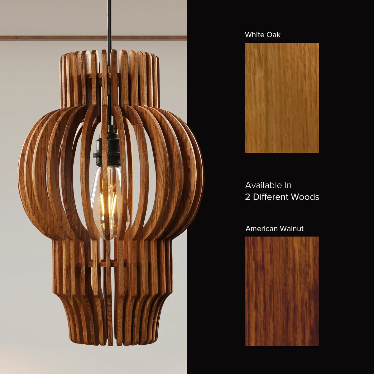 Wave Crest Wooden Lamp Pendant Light
