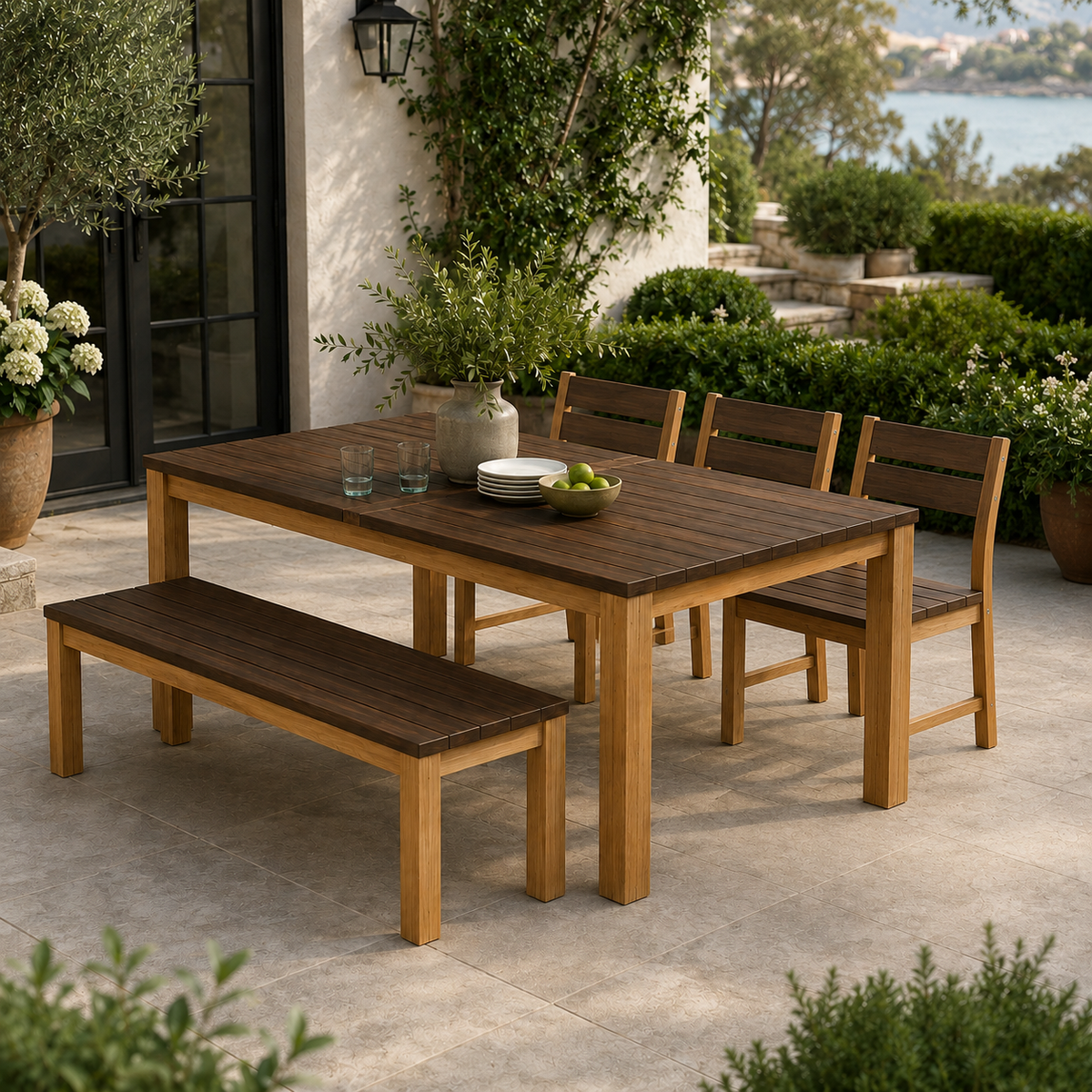 The Sierra 7/6/3 Piece Reclaimed Teak Outdoor Dining Table Set