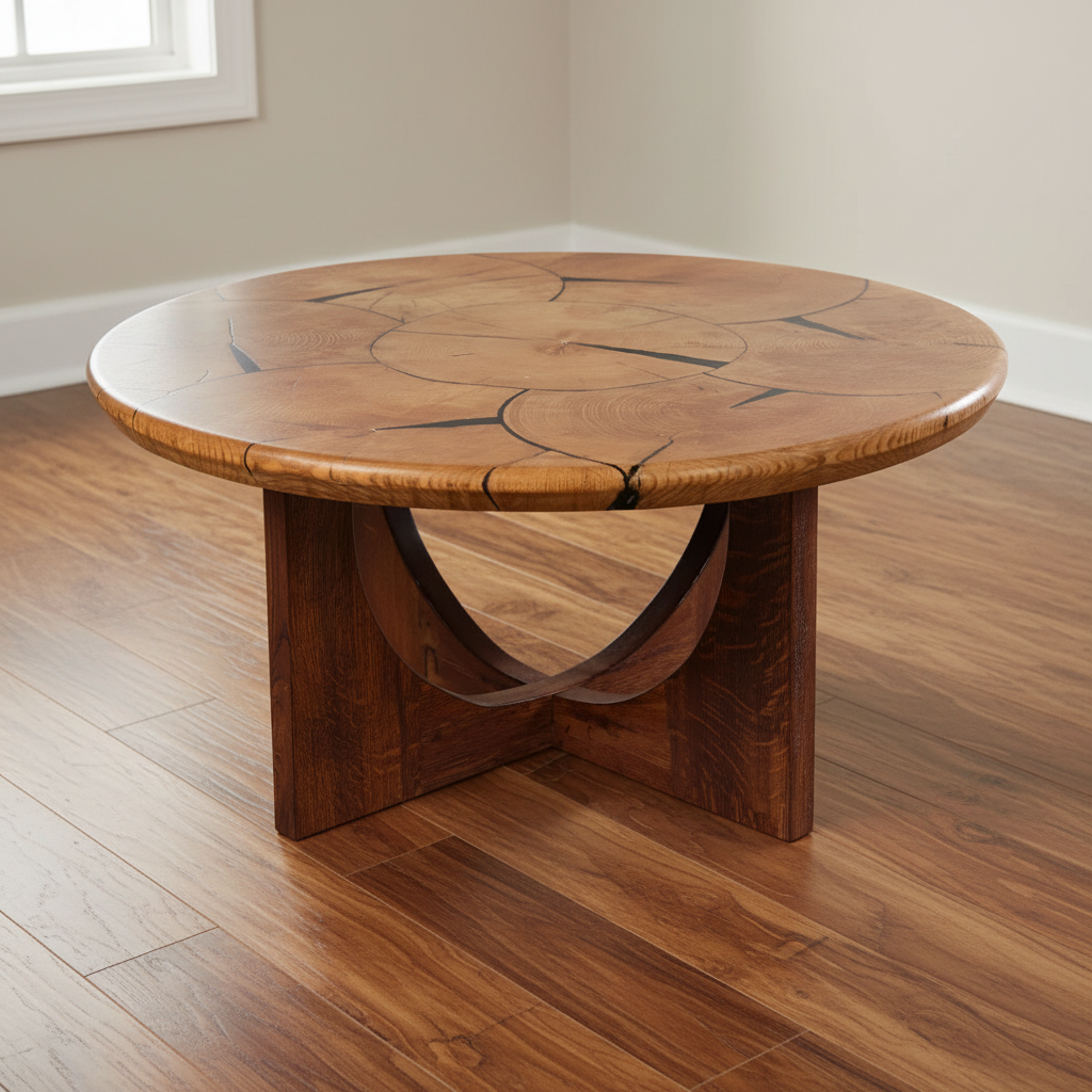 The Circles Of Resonance Red Oak Coffee Table
