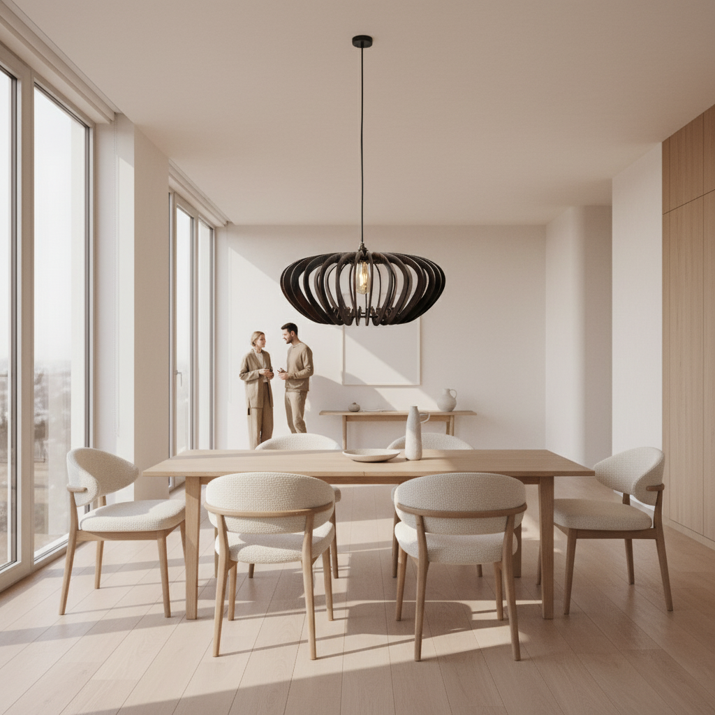 Symmetric Curves Wooden Pendant Lamp
