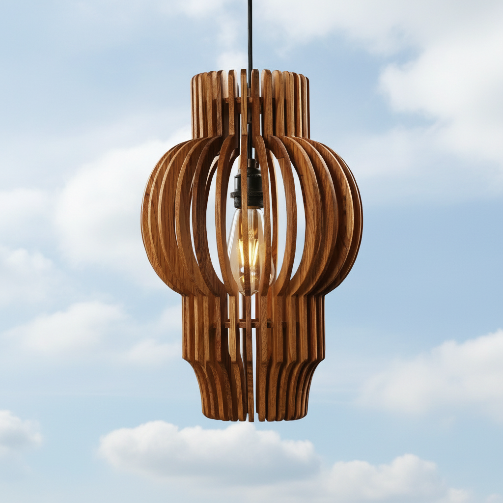 Wave Crest Wooden Lamp Pendant Light