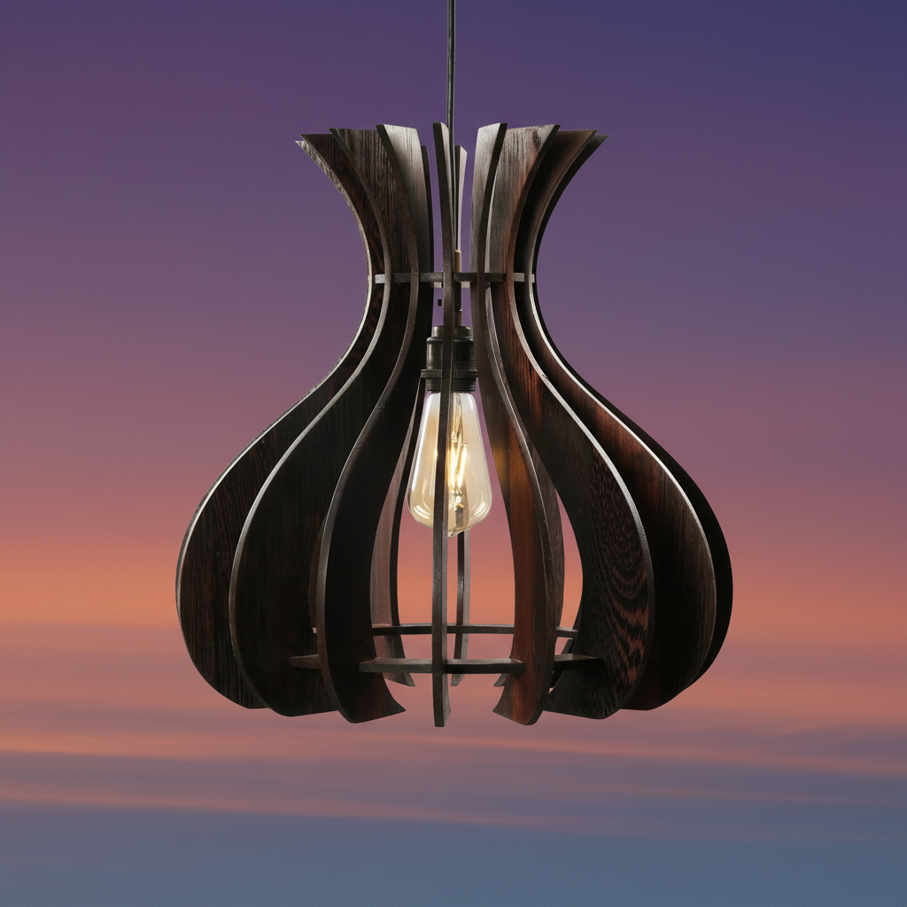 Wavy Spiral Wooden Pendant Lamp