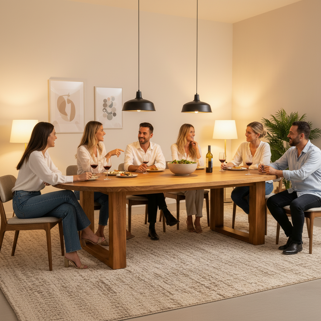 Maison Curve Table - American Oak Wood