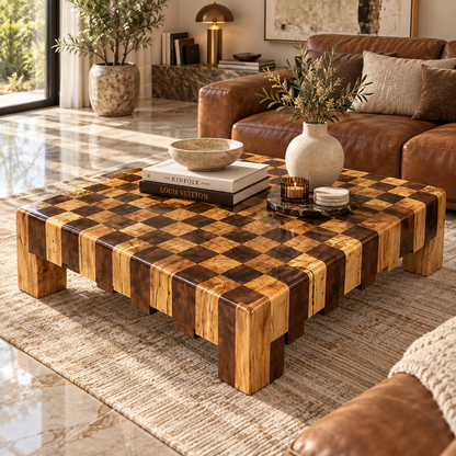 Mosaic Oak & Walnut Coffee Table