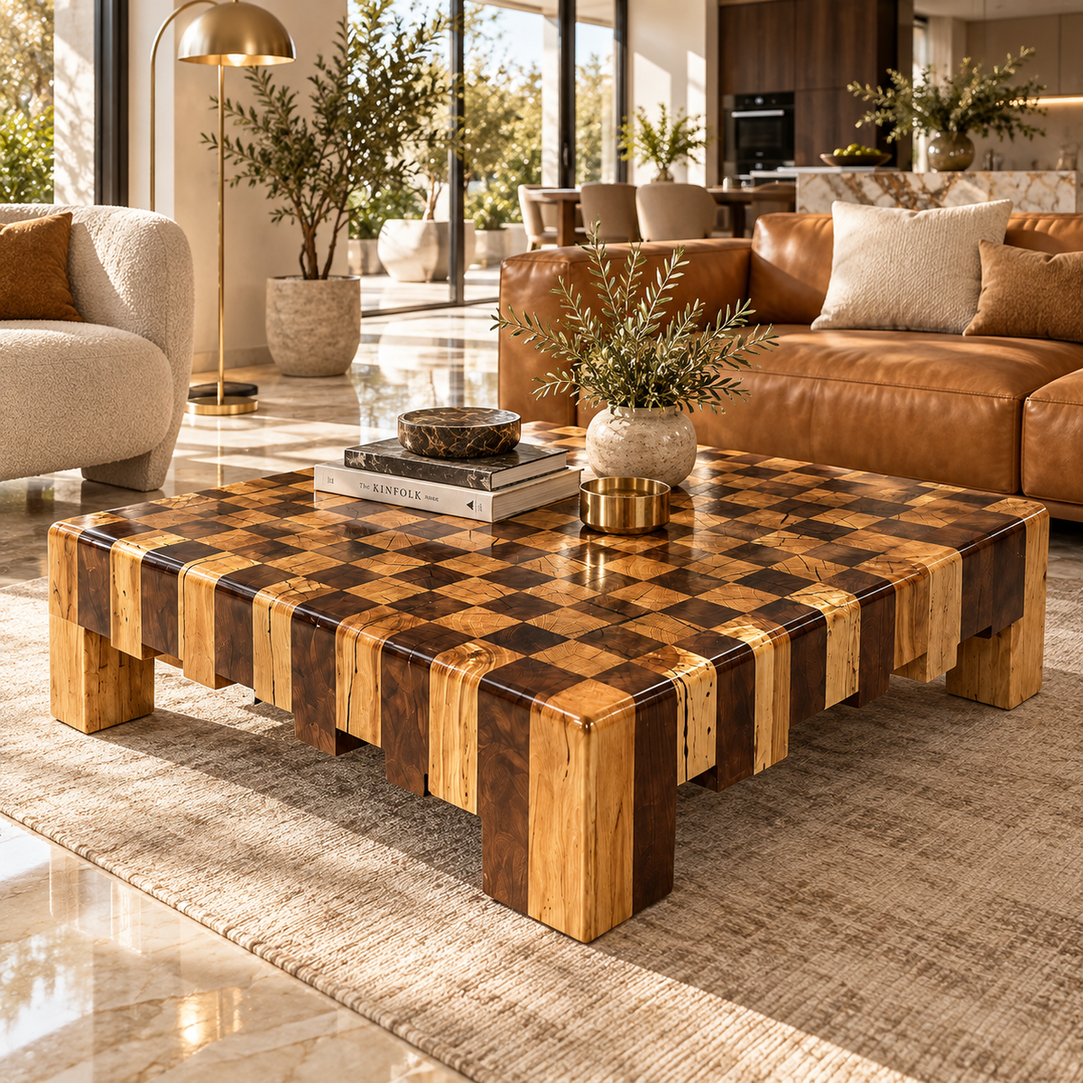Mosaic Oak & Walnut Coffee Table