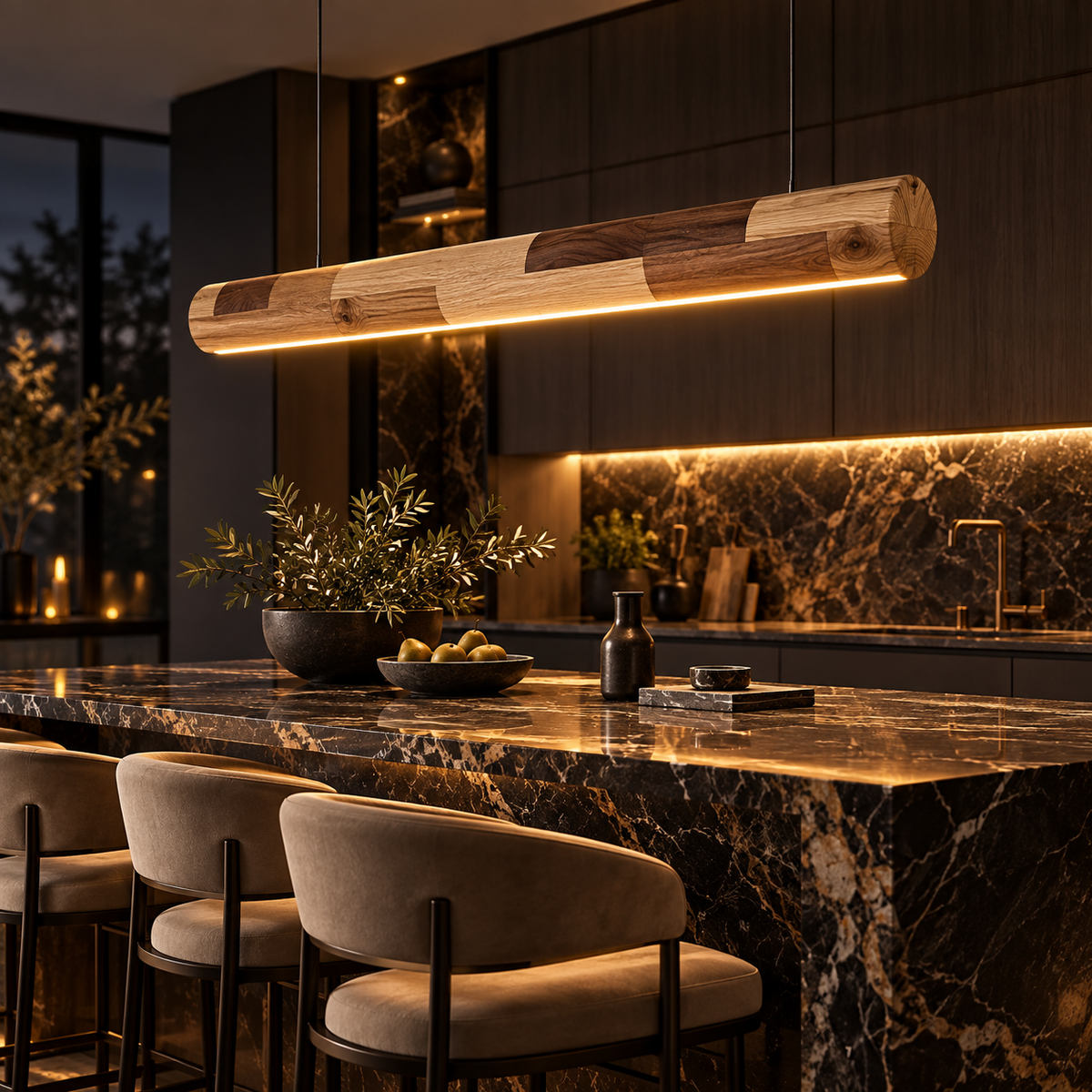 Ligna Fusion Solid Wood LED Pendant Light