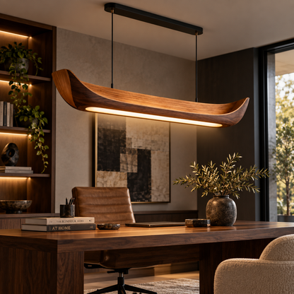 Aurelia Teak Sculptural Pendant Light - Walnut Finish