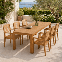 The Solara 7/6/3 Piece Teak Outdoor Dining Collection - Effortless Outdoor Living