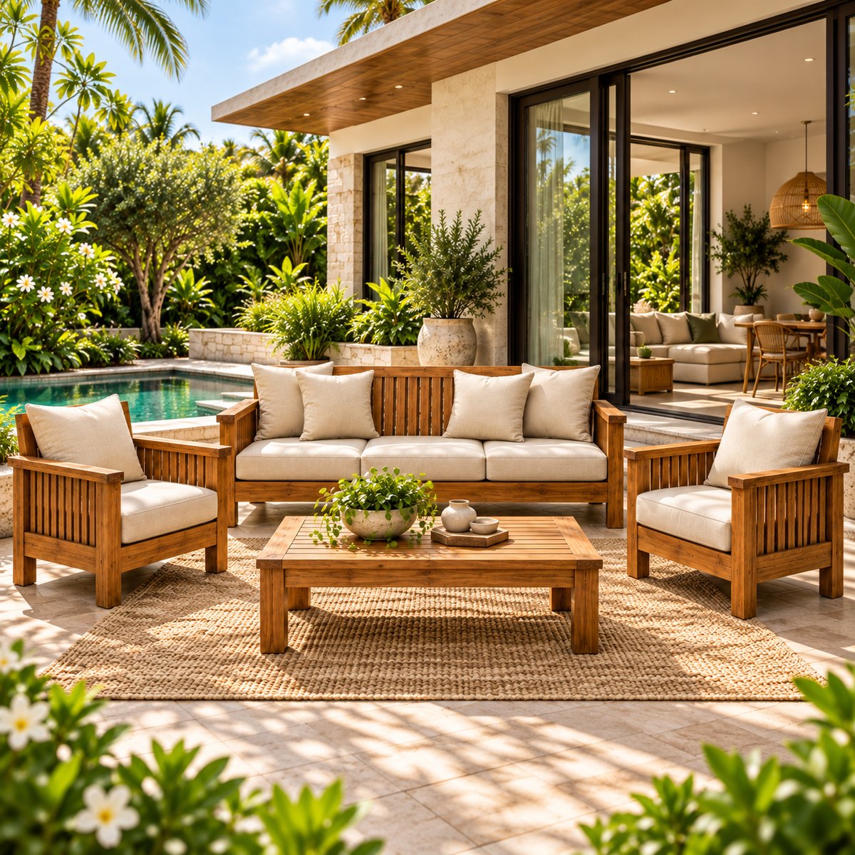 Calista Reclaimed Teak Outdoor Lounge