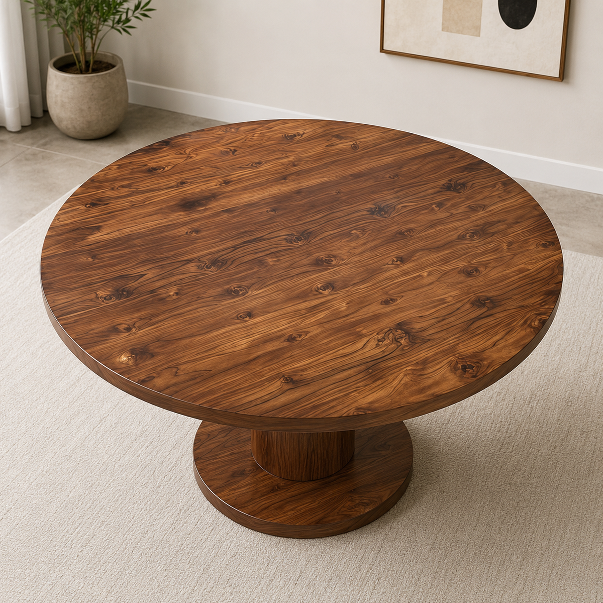 Orbitra Round Dining Table - Sculptural Solid Wood Centrepiece